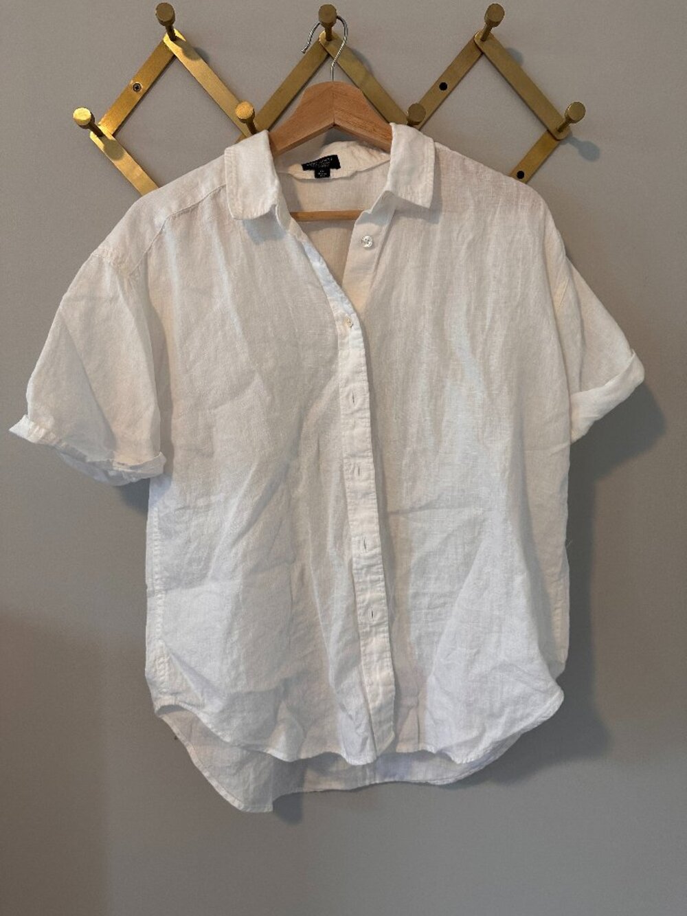 J.Crew Baird McNutt Irish Linen Shirt Relaxed Fit Short Sleeve Cream XS